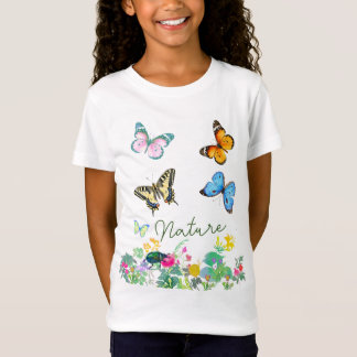 Watercolor Fjärilar Natur T-Shirt Design |