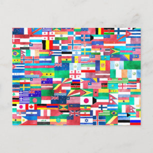 Watercolor Flaggor of the World Vykort