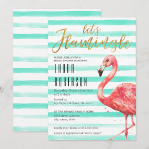Watercolor Flamingle Mint Rand MÖHIPPA Inbjudningar