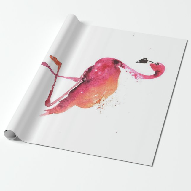 Watercolor Flamingo Älskare | Funny Flamingo Älska Presentpapper (Utrullad)