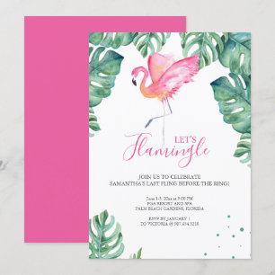 Watercolor Flamingo Bachelorette Party Inbjudningar