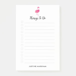 Watercolor Flamingo Personlig to Do List Post-it Block