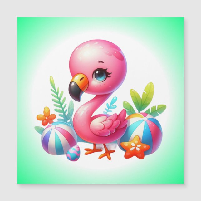 Watercolor Flamingo Tecknad Clipart (Framsida)