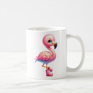 Watercolor Flamingo Tecknad Clipart Kaffemugg