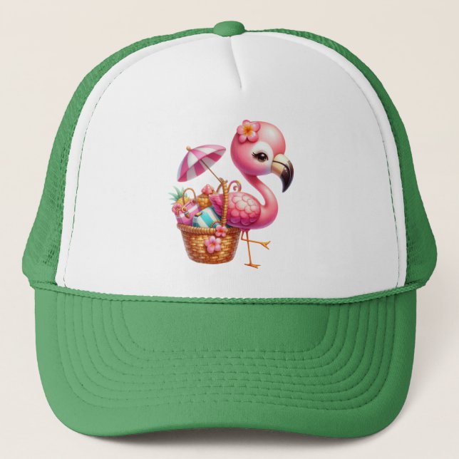 Watercolor Flamingo Tecknad Clipart Keps (Framsida)