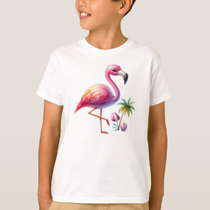 Watercolor Flamingo Tecknad Clipart T Shirt