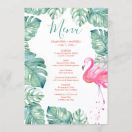 Watercolor Flamingo Tropical Menu Inbjudningar
