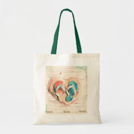 Watercolor Flip Flop Beach Tote Bag Tygkasse