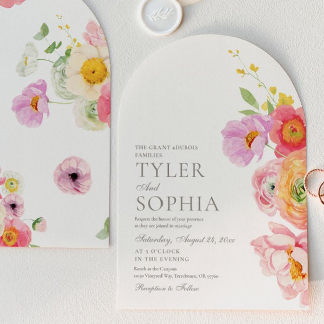 Watercolor Floral Arch Wedding Invitation Inbjudningar (Skapare uppladdad)