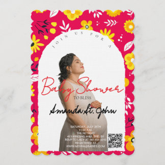 Watercolor Floral Baby Shower Invitation Inbjudningar