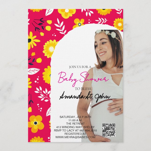 Watercolor Floral Baby Shower Invitation Inbjudningar (Framsida)