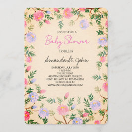 Watercolor Floral Baby Shower Invitation Inbjudningar
