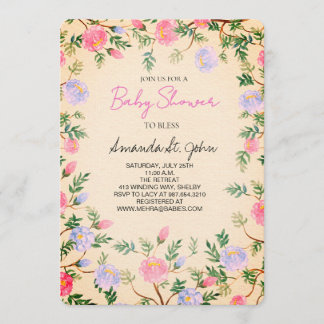 Watercolor Floral Baby Shower Invitation Inbjudningar