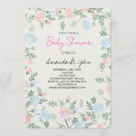 Watercolor Floral Baby Shower Invitation Inbjudningar