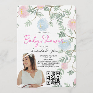 Watercolor Floral Baby Shower Invitation Inbjudningar