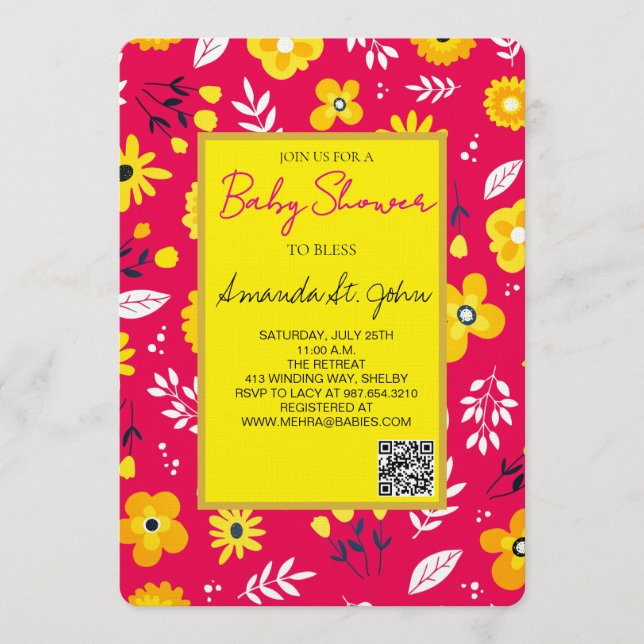 Watercolor Floral Baby Shower Invitation Inbjudningar (Framsida)