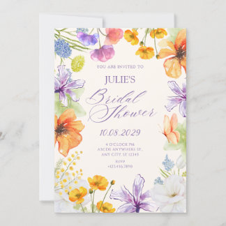 Watercolor floral bridal shower inbjudningar