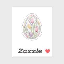 Watercolor Floral Easter Egg Tulips Lavender  Klistermärken