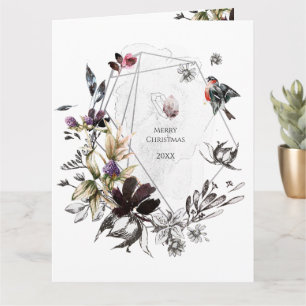 watercolor floral frame kort