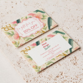 Watercolor Floral Hair Stylist Business Rabattkort