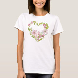 Watercolor Floral Heart Wreath T Shirt