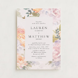 Watercolor Floral Ivory Modern Wedding Invitation Inbjudningar