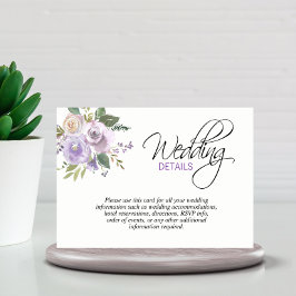 Watercolor Floral Lavender Guest Wedding DETAILS Tilläggskort
