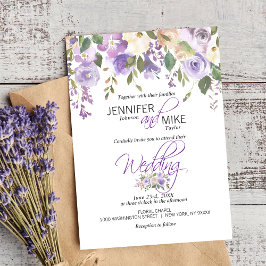 Watercolor Floral Lavender Purple Lilac Wedding Inbjudningar