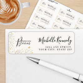 Watercolor Floral Love Is In Bloom Bridal Shower  Returadress Etikett