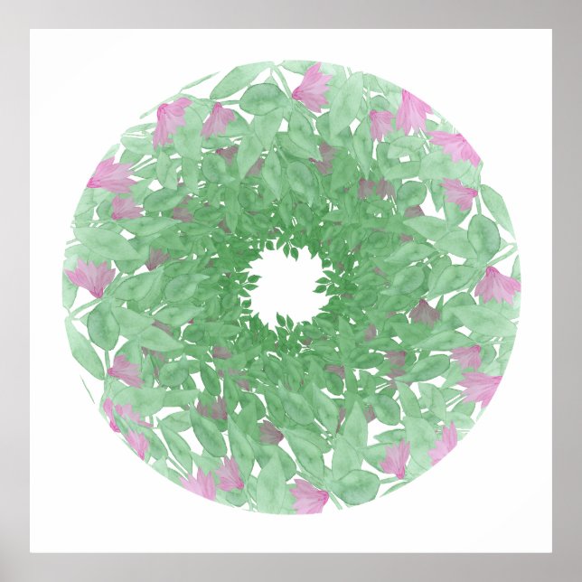 Watercolor Floral Mandala  Poster (Framsidan)