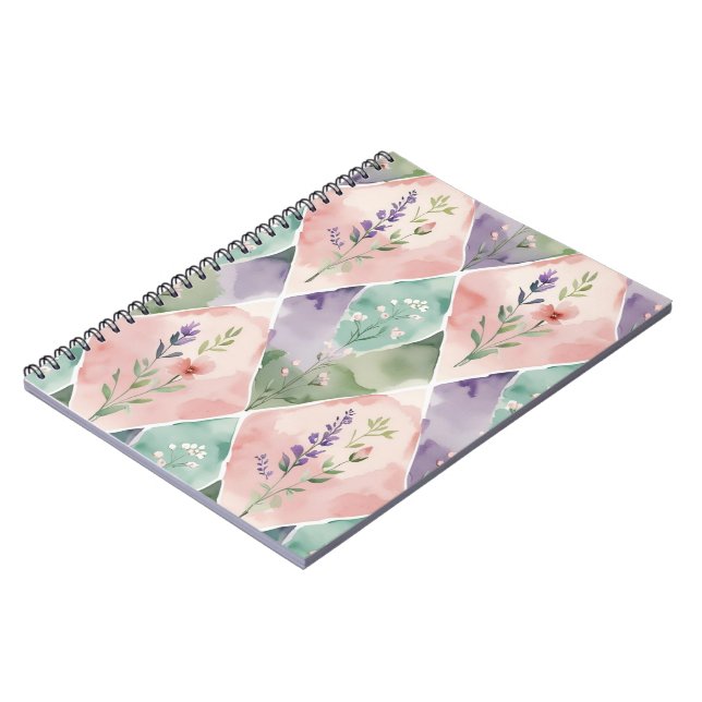 Watercolor Floral Patchwork Anteckningsbok (Vänstra Sidan)