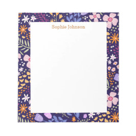 Watercolor Floral Pattern Pretty Personalized Anteckningsblock