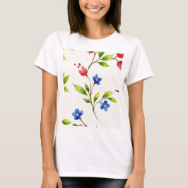 Watercolor floral pattern t shirt