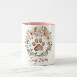 Watercolor Floral Paw Print Dog Mom Personalized Två-Tonad Mugg