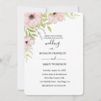 watercolor floral rustic wedding  inbjudningar