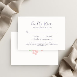 Watercolor Floral Script Wedding  RSVP Card OSA Kort