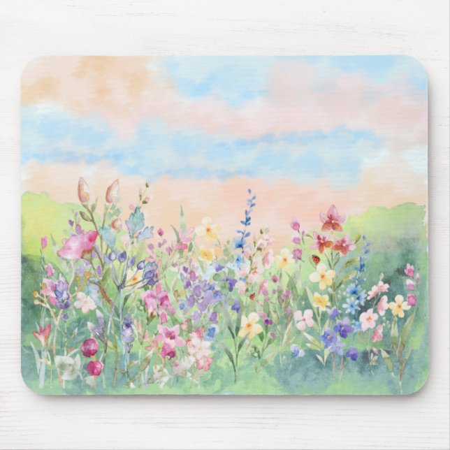 Watercolor floral Spring Ladybug Musmatta (Framsidan)