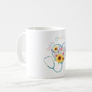 Watercolor Floral Stethoscope Heart Nurse Gift Kaffemugg