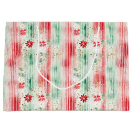 Watercolor Floral Striped Holiday
