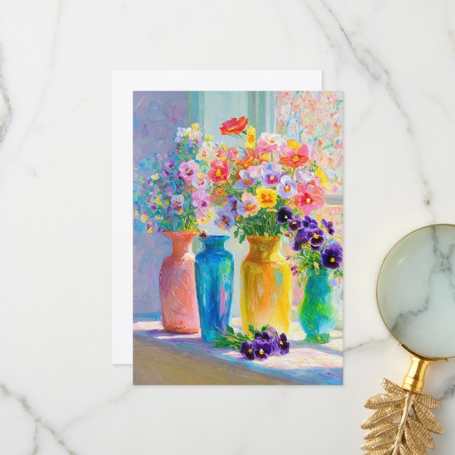 Watercolor Floral  Tack Kort (Fram/Back In Situ)