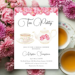 Watercolor Floral Tea Party Bridal Shower Inbjudningar