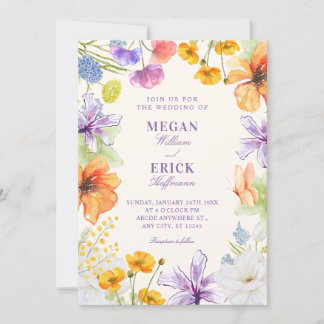 Watercolor floral  wedding inbjudningar