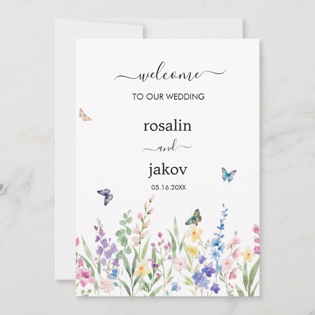 watercolor floral wedding  inbjudningar (Framsida)