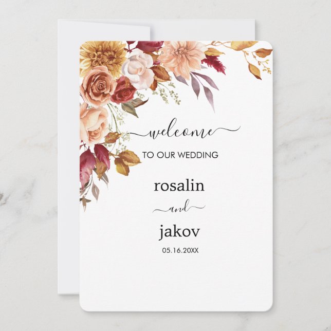 watercolor floral wedding inbjudningar (Framsida)