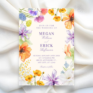 Watercolor floral  wedding inbjudningar