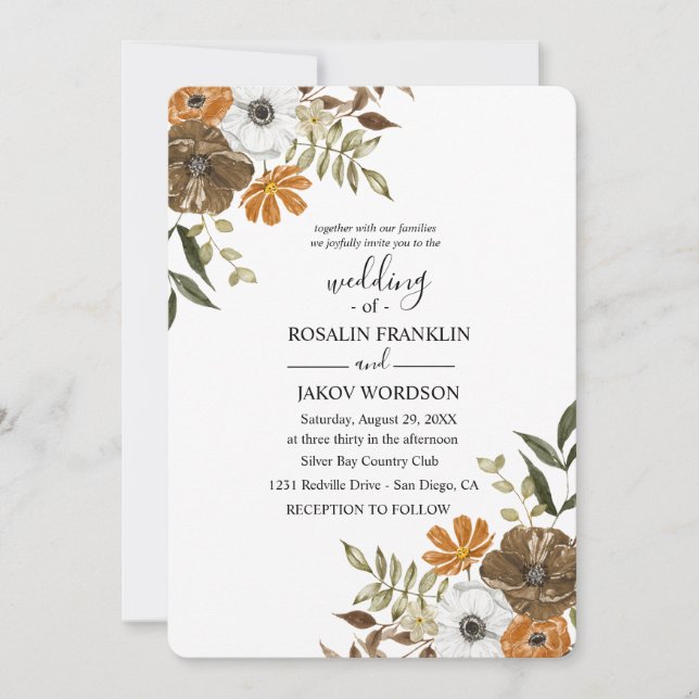 watercolor floral wedding Invitation Inbjudningar (Framsida)