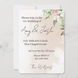 Watercolor Floral Wedding Invitation Inbjudningar