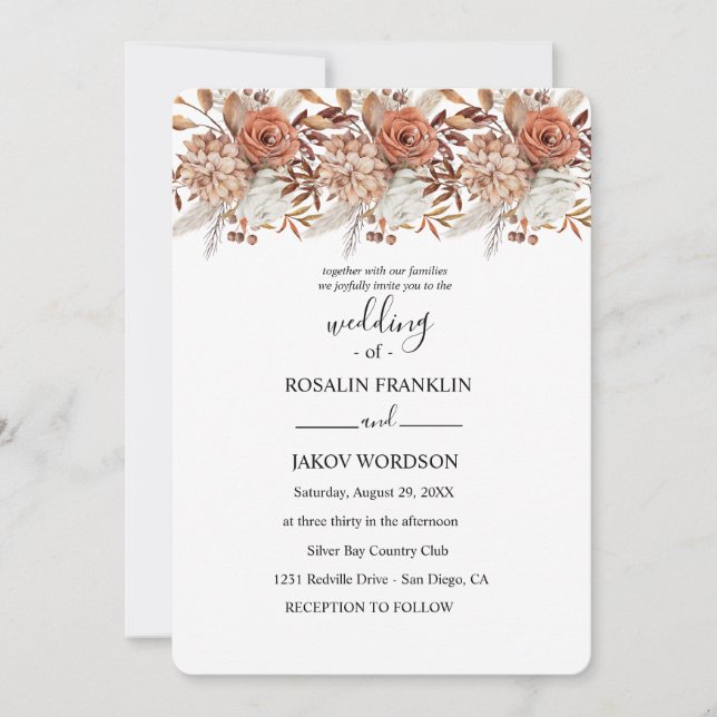 watercolor floral wedding Invitation Inbjudningar (Framsida)