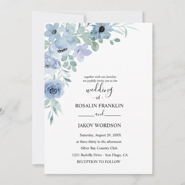 watercolor floral wedding Invitation  Inbjudningar (Framsida)