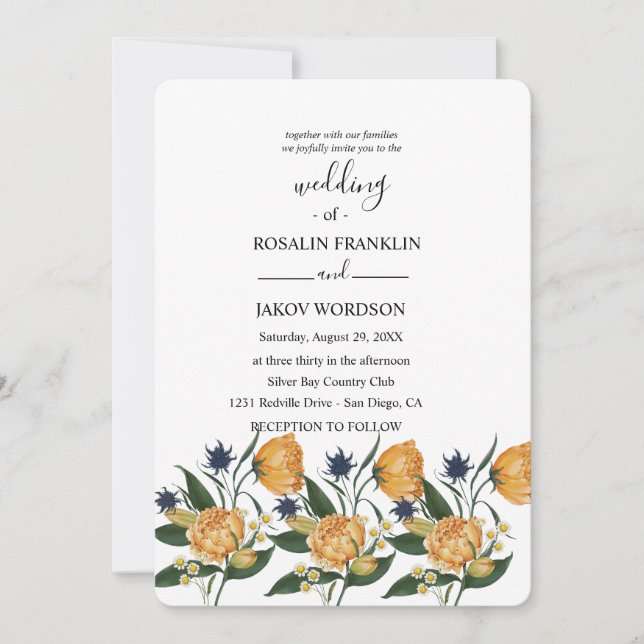 watercolor floral wedding Invitation Inbjudningar (Framsida)